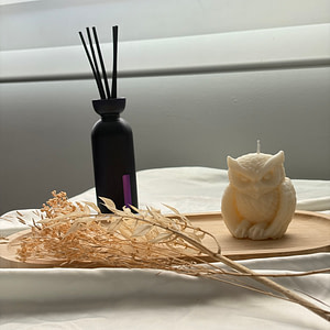bougie plume de nuit en forme de chouette